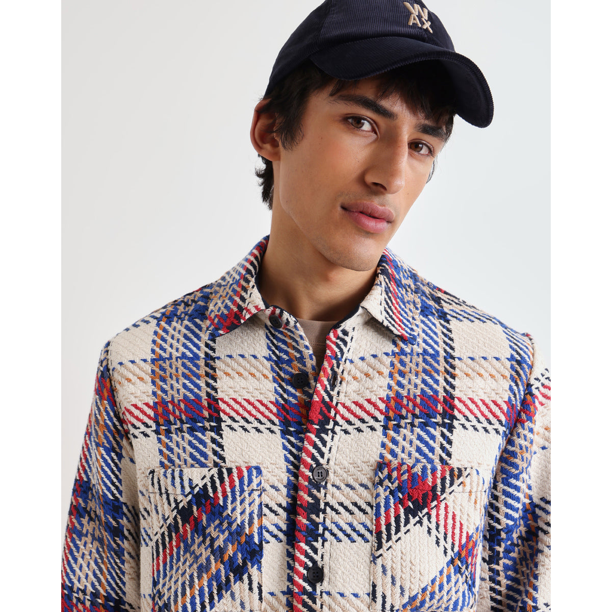 オーバーシャツ JAZZ WEAVE (ECRU/RED)