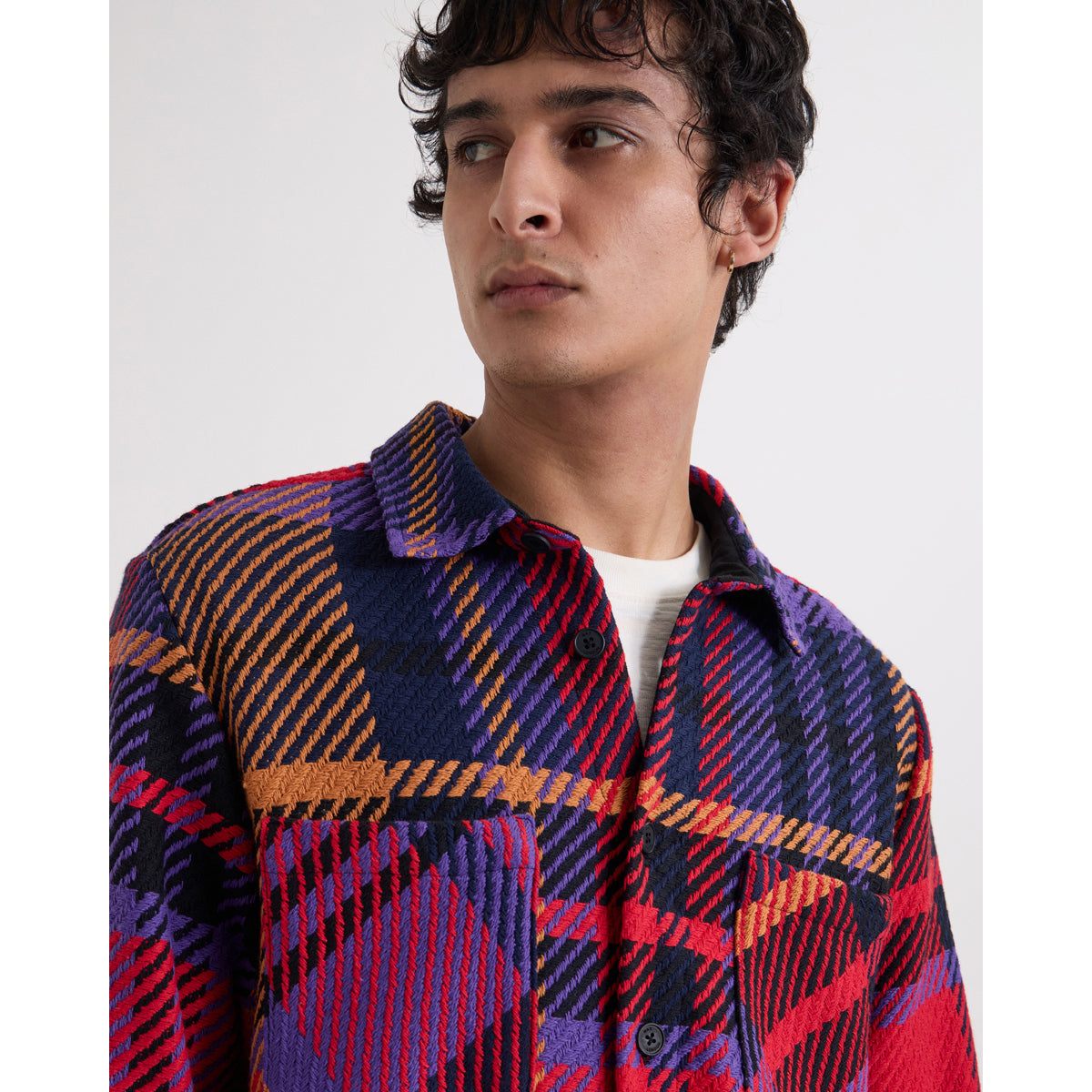 オーバーシャツ BOLD CHECK (PURPLE/RED)