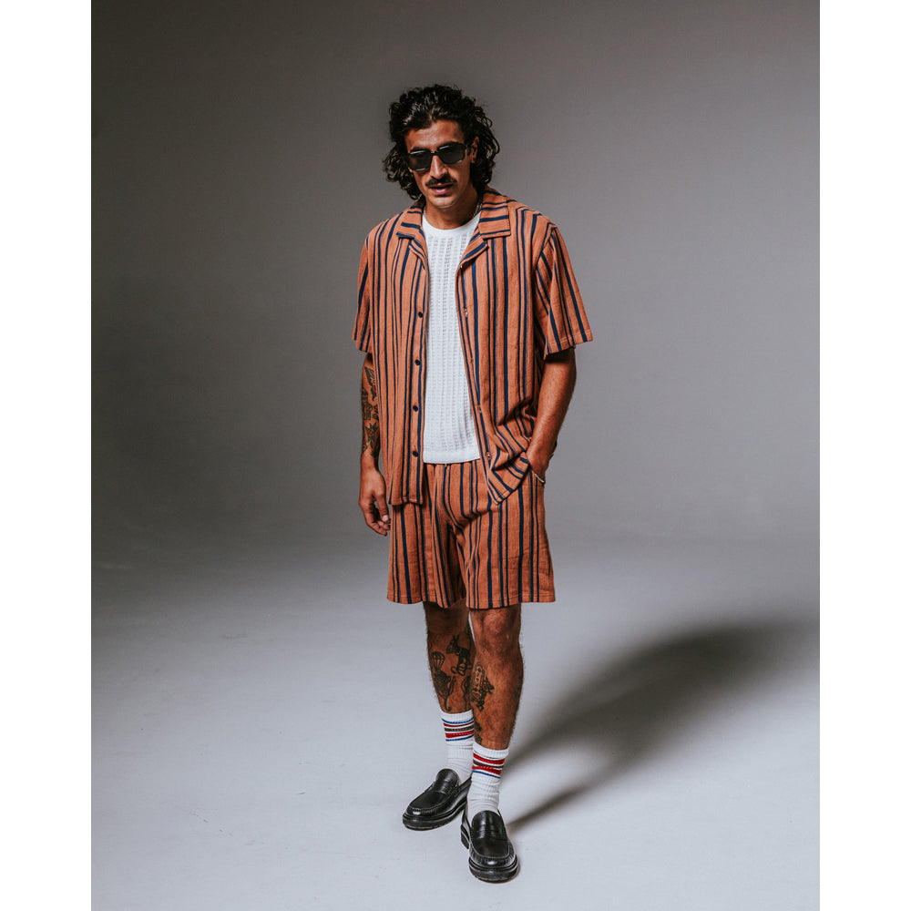 ディドコットシャツ REBERSE TERRY (RUST/NAVY)