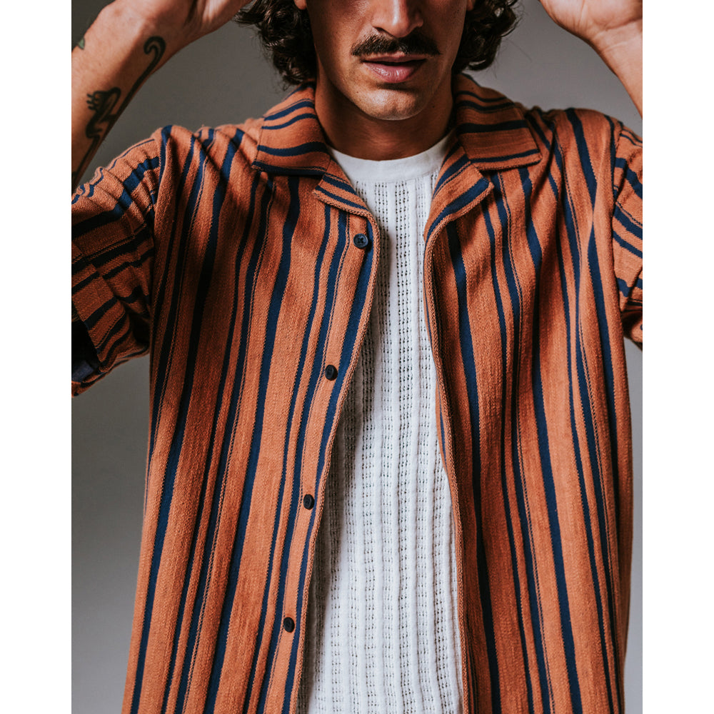 ディドコットシャツ REBERSE TERRY (RUST/NAVY)