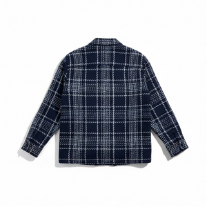 オーバーシャツ WAVE CHECK (NAVY/GREY)