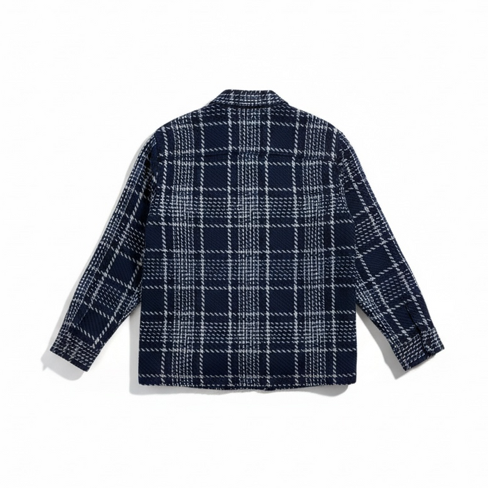 オーバーシャツ WAVE CHECK (NAVY/GREY)【ワックスロンドン日本公式