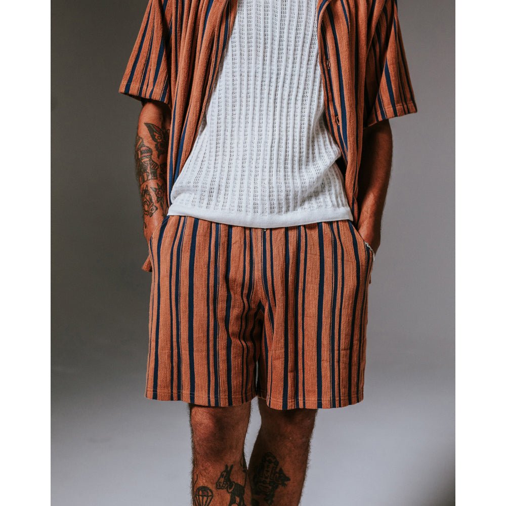 ダドリーショーツ REVERSE TERRY (RUST/NAVY) - グリニッジ オンラインストア