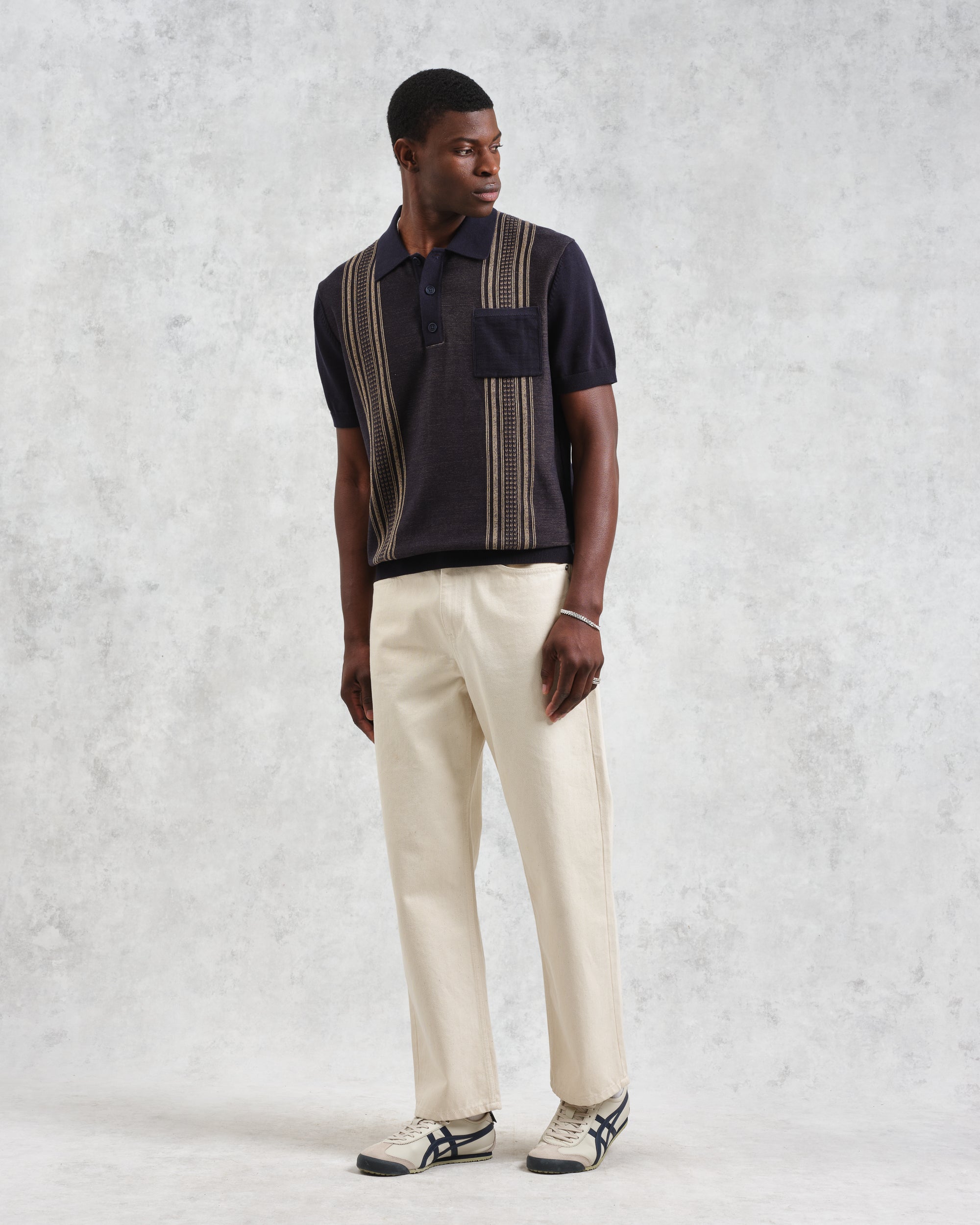 ポロシャツ RETRO STRIPE (NAVY/KHAKI)