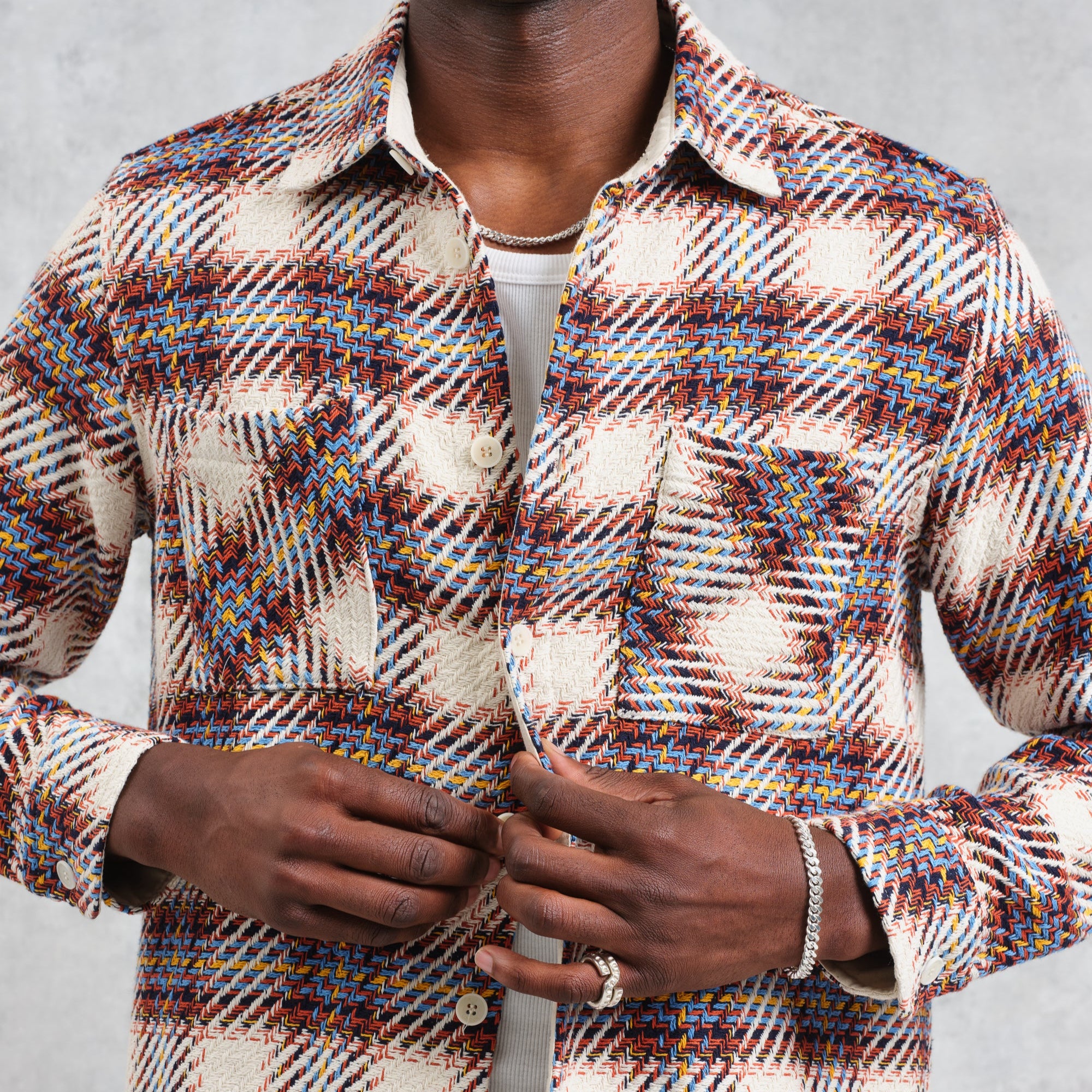 オーバーシャツ HUTTON CHECK (ECRU/MULTI) Whiting Overshirt