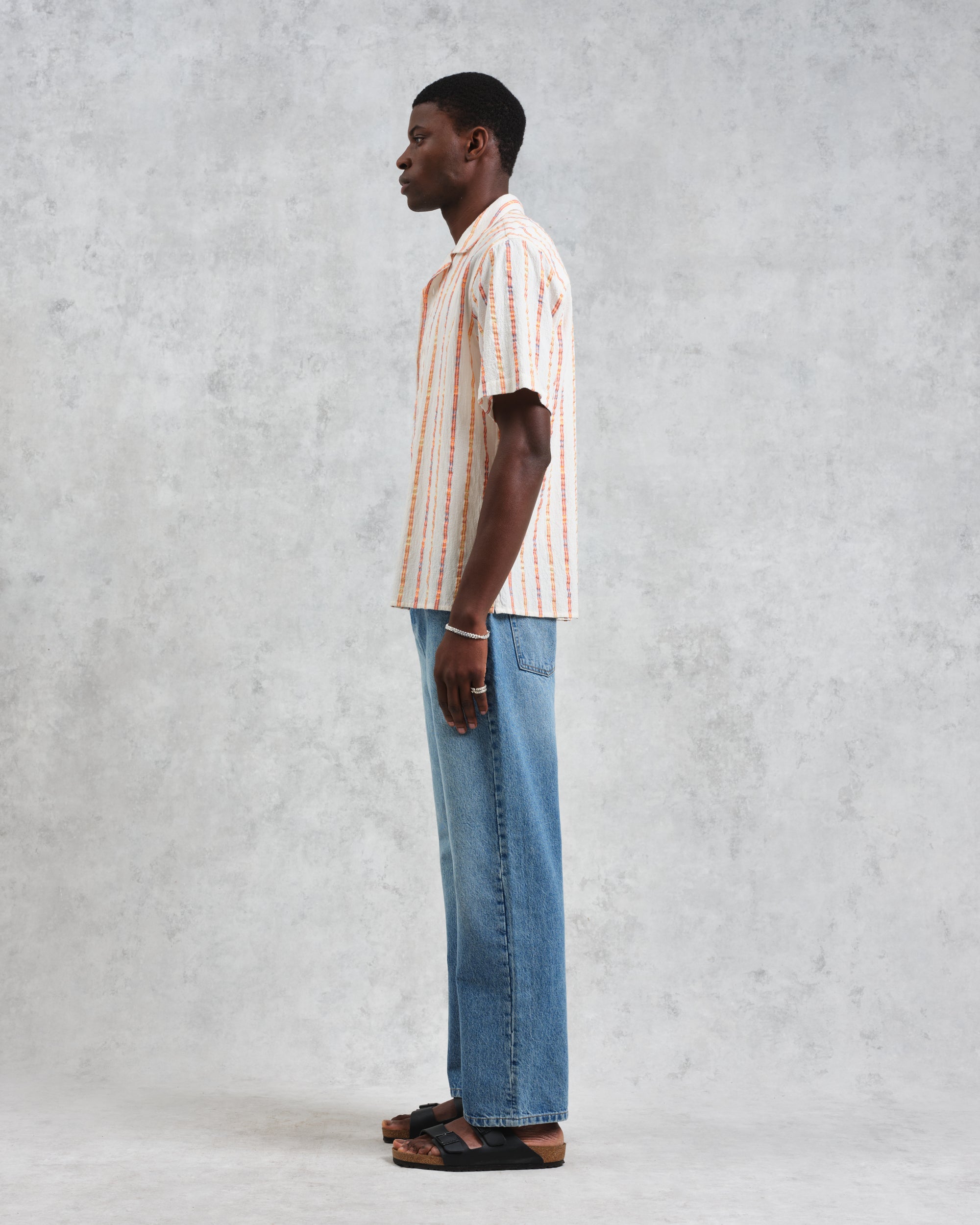 ディドコットシャツ MULTI LOOM STRIPE (ECRU/ORANGE)