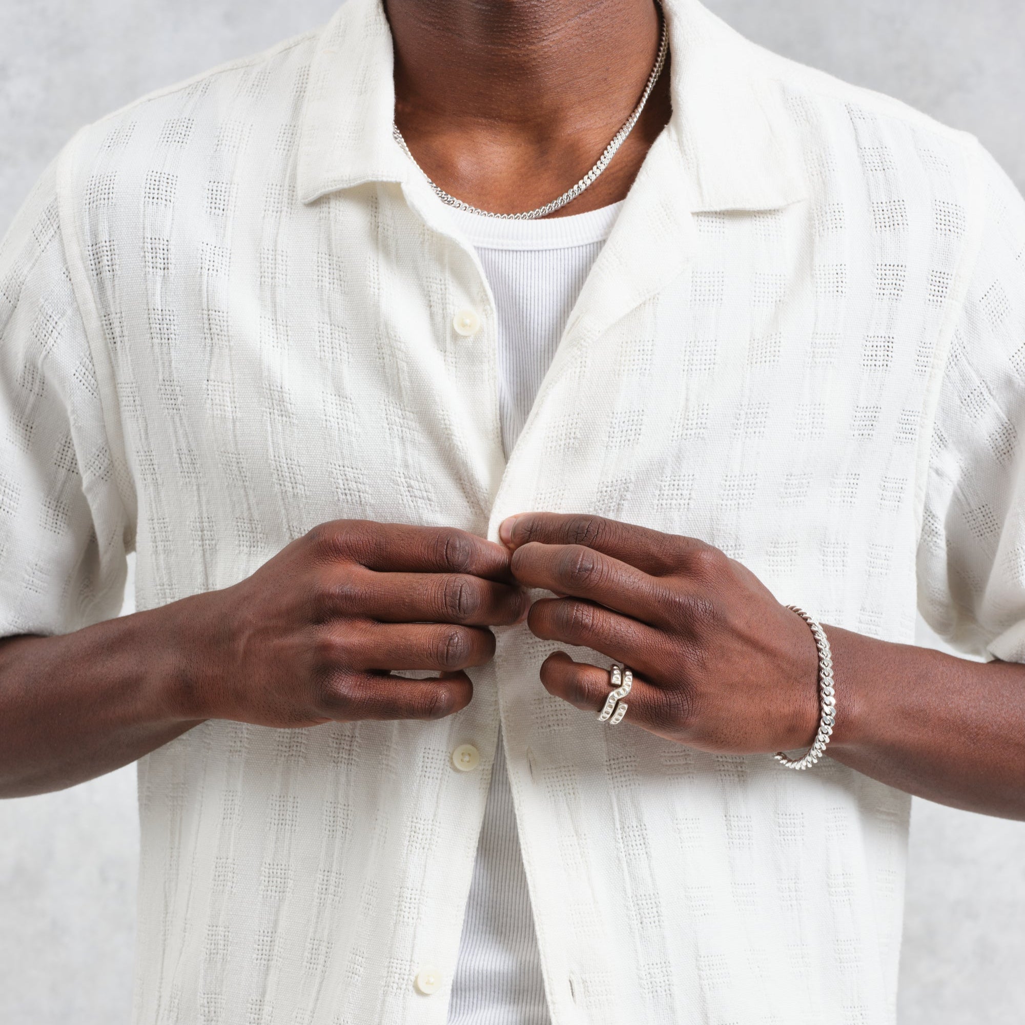 ディドコットシャツ OPEN WEAVE GRID (ECRU)