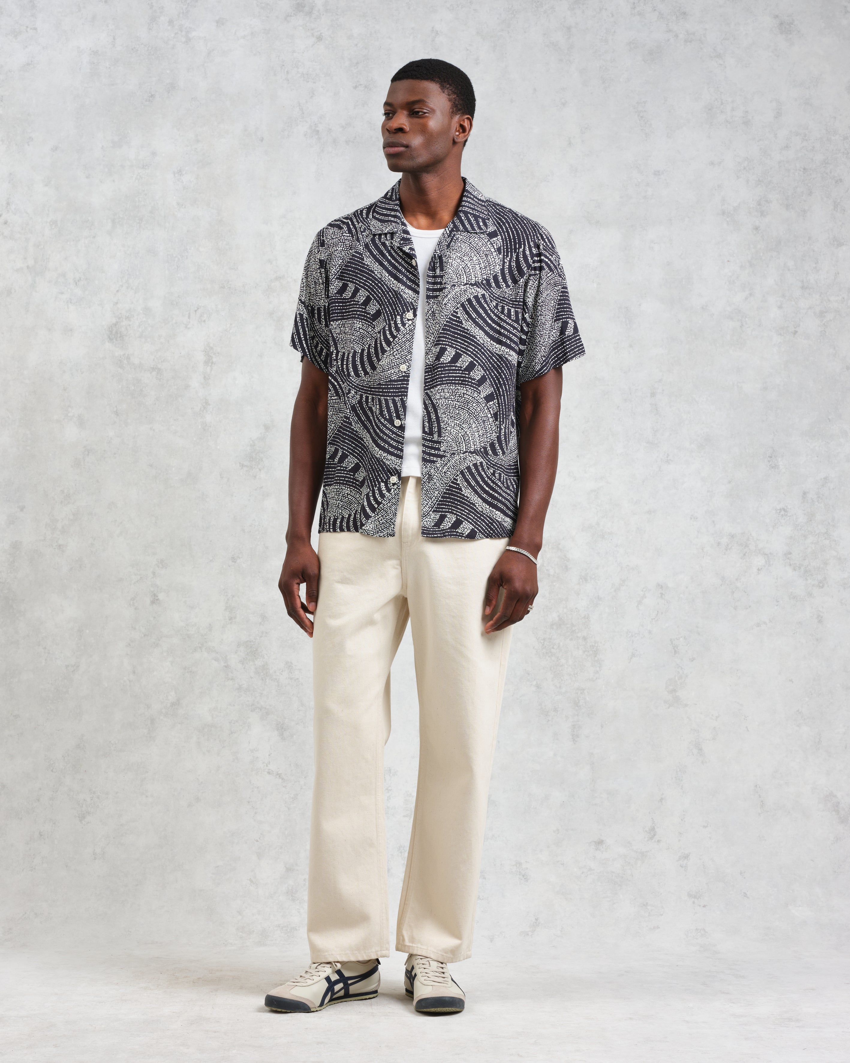 ディドコットシャツ DOTTED SWIRL (NAVY/ECRU)