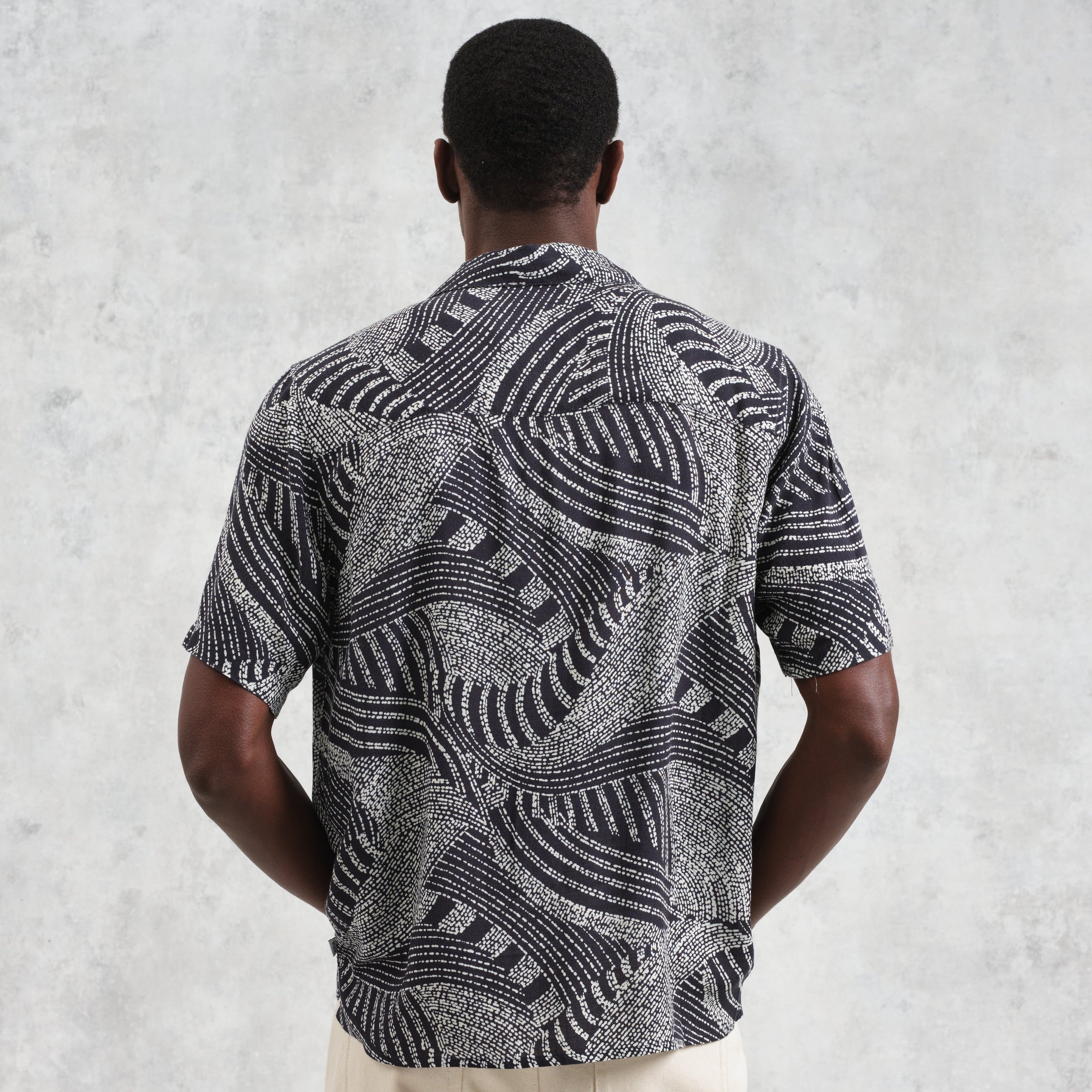 ディドコットシャツ DOTTED SWIRL (NAVY/ECRU)