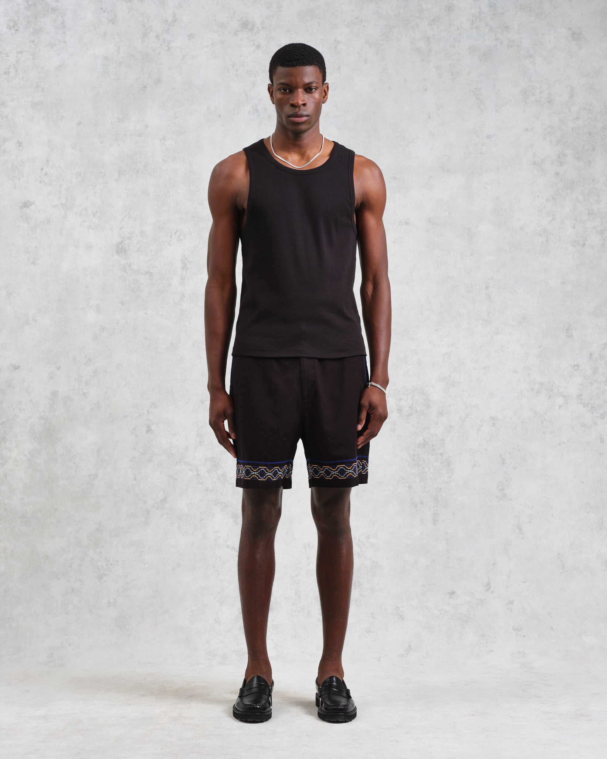 カートショーツ BORDER PLACEMENT (BLACK/BLUE)