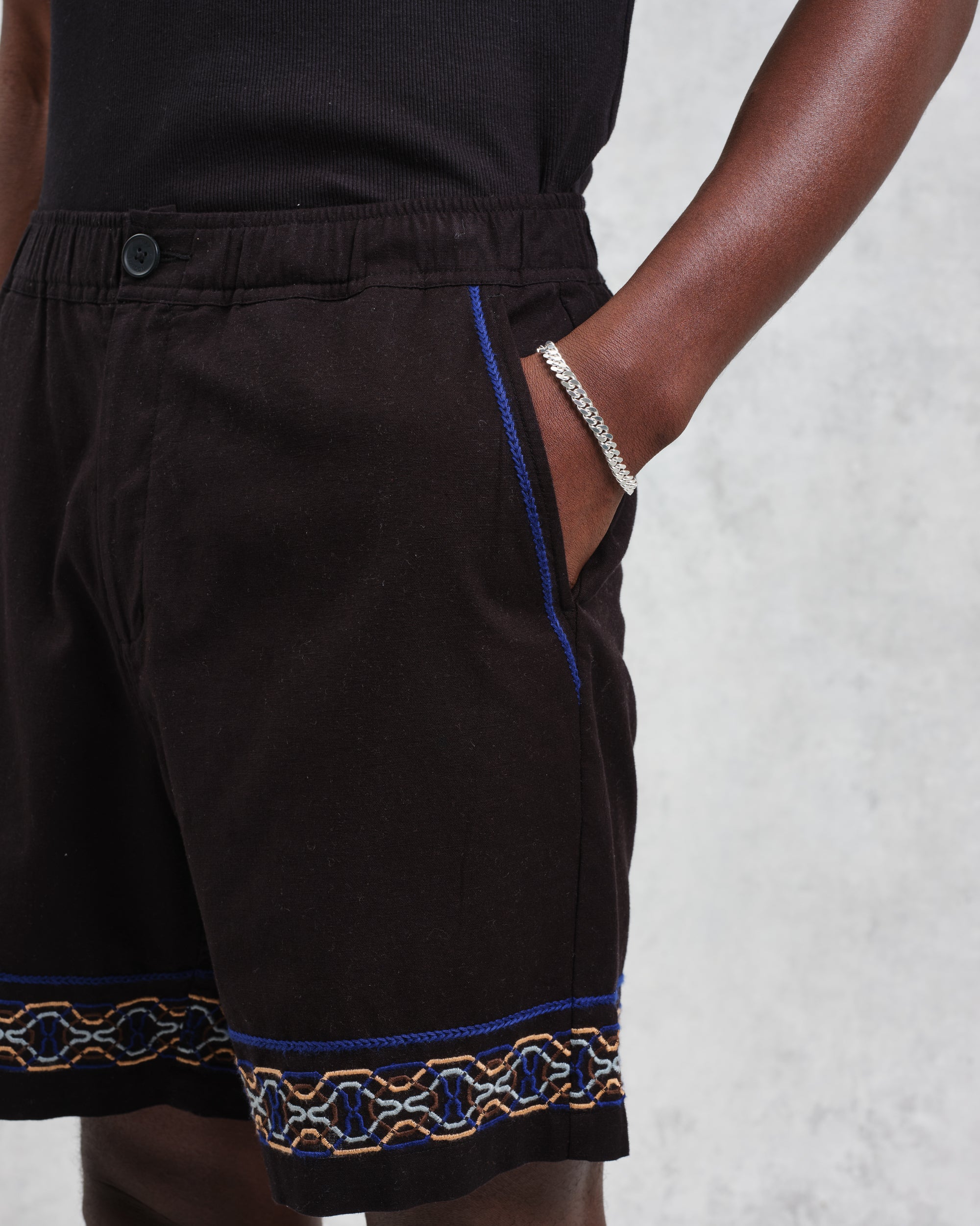 カートショーツ BORDER PLACEMENT (BLACK/BLUE)