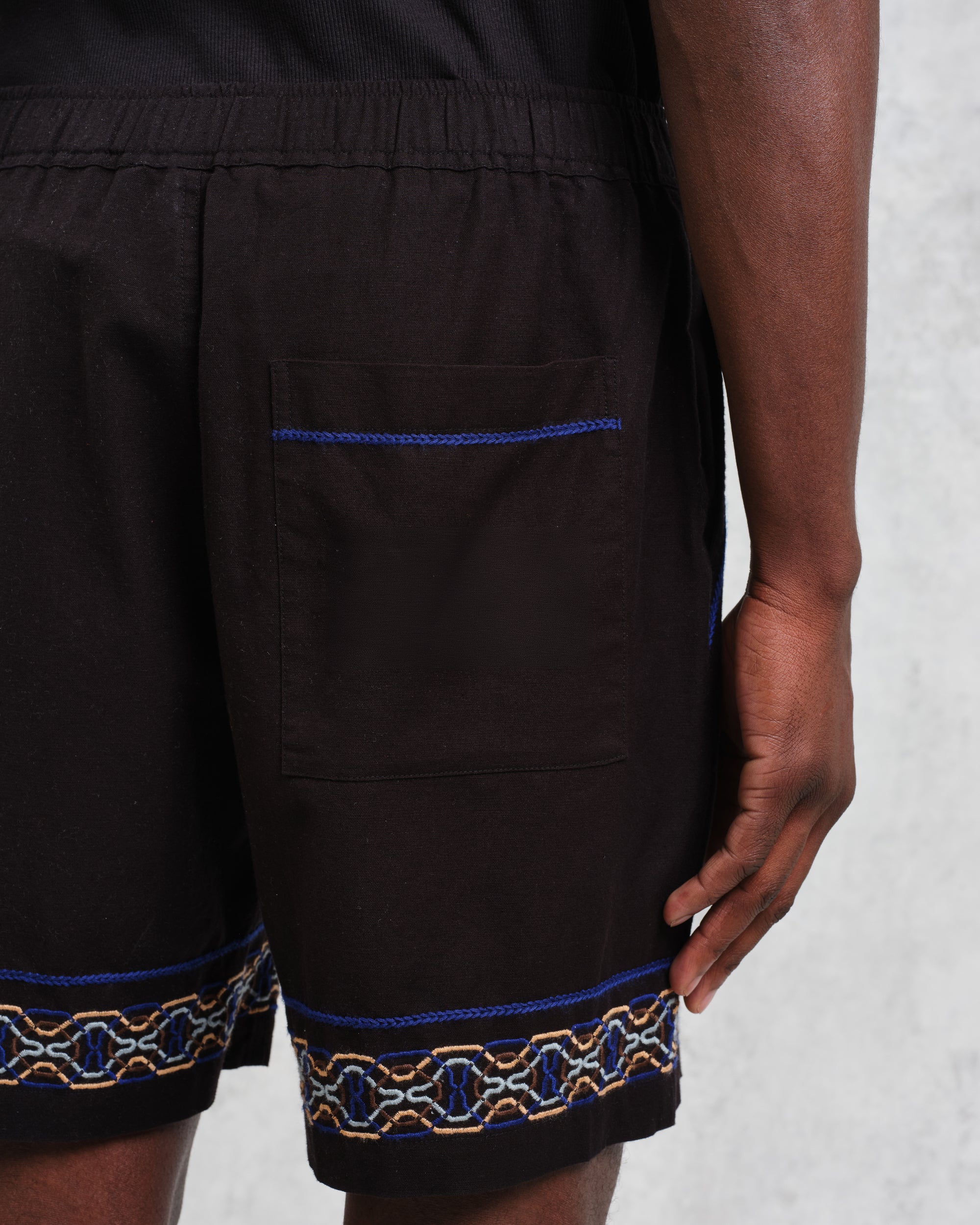 カートショーツ BORDER PLACEMENT (BLACK/BLUE)