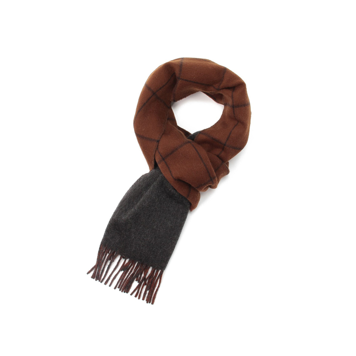 Joshua Ellis（ジョシュアエリス）カシミヤ ウィンドウペイン×プレーンマフラー 30x180　TCS51142