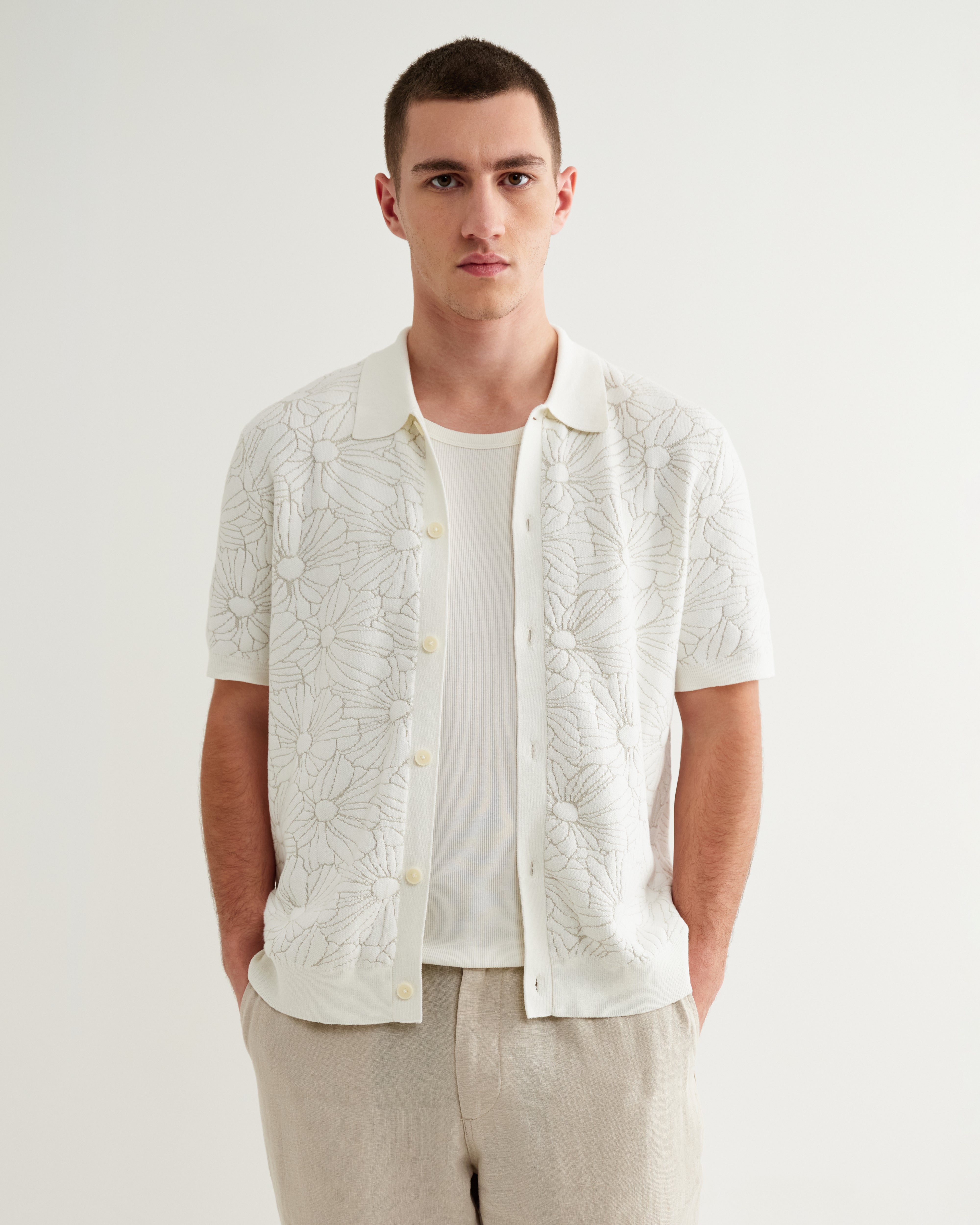 テラーロシャツ FLOWER JACQUARD (ECRU/NATURAL)