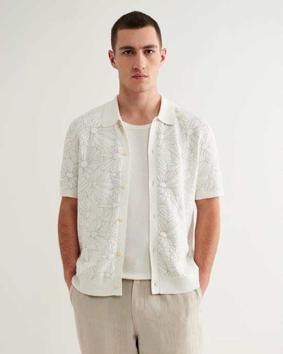 テラーロシャツ FLOWER JACQUARD (ECRU/NATURAL)