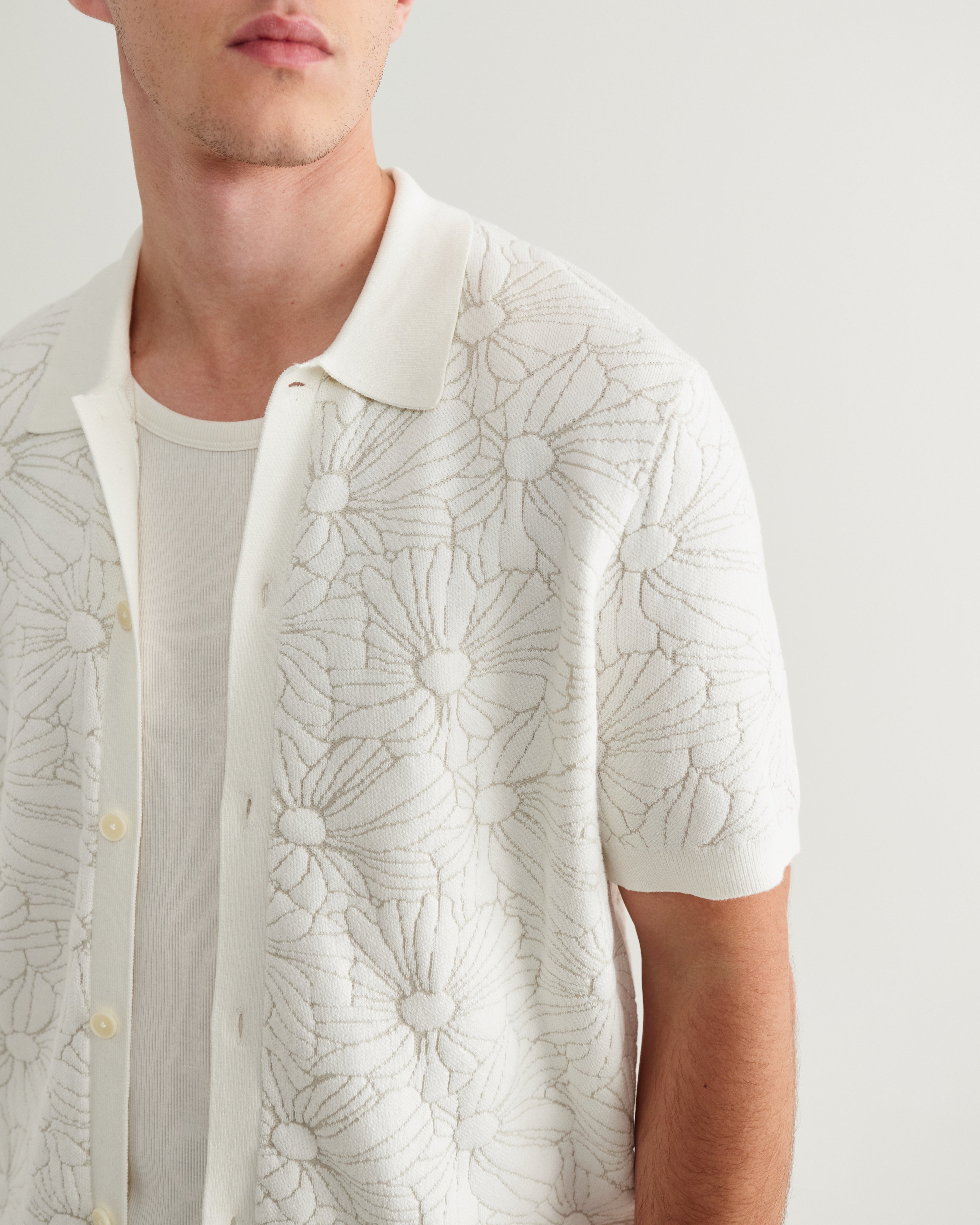 テラーロシャツ FLOWER JACQUARD (ECRU/NATURAL)