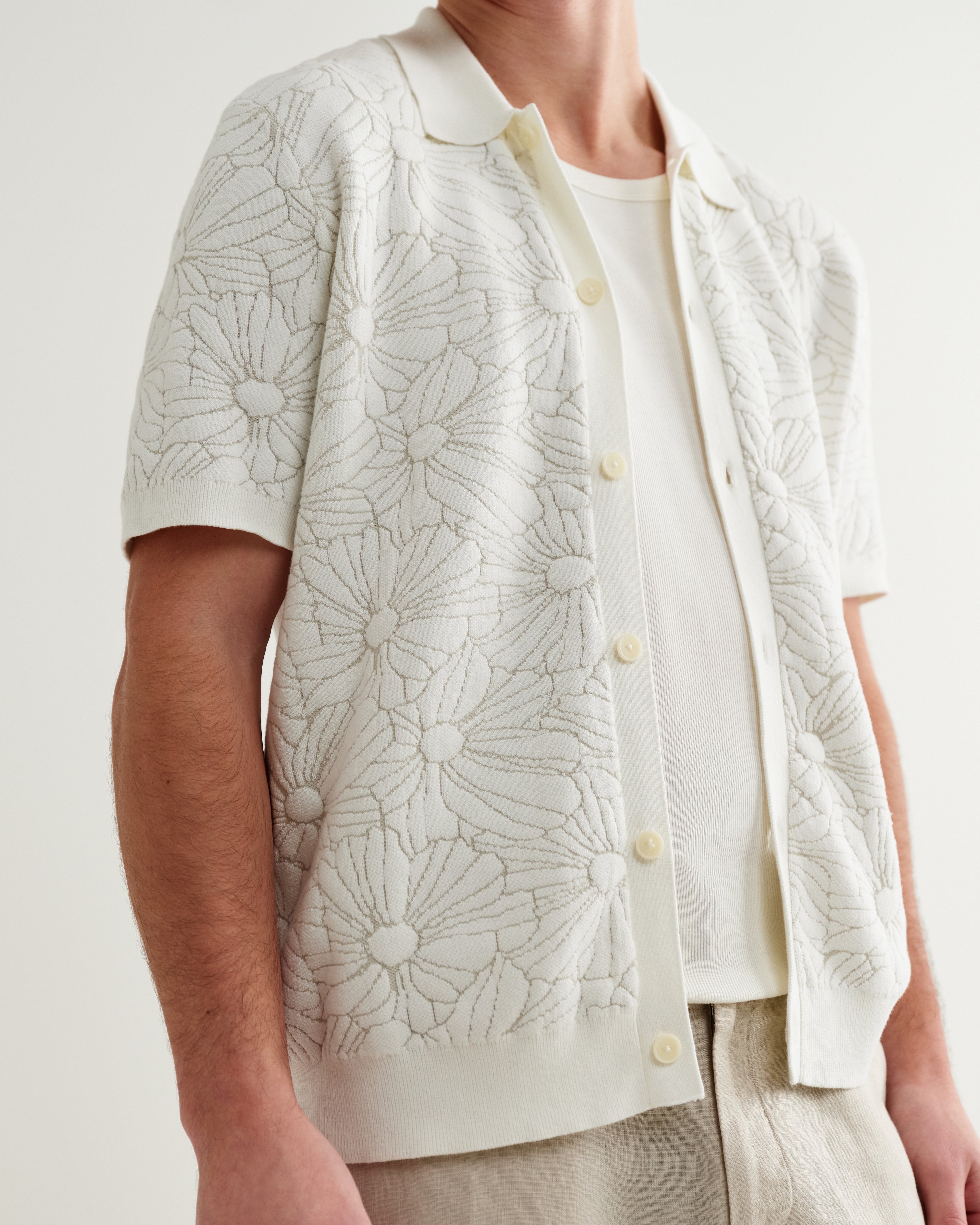 テラーロシャツ FLOWER JACQUARD (ECRU/NATURAL)