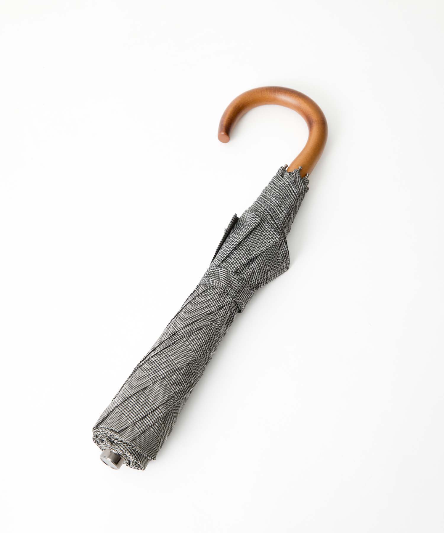 TL15 Small Maple Crook | 折りたたみ傘 | アーチ型ハンドル | メイプル | 晴雨兼用傘 (PRINCE OF WALES GREY)