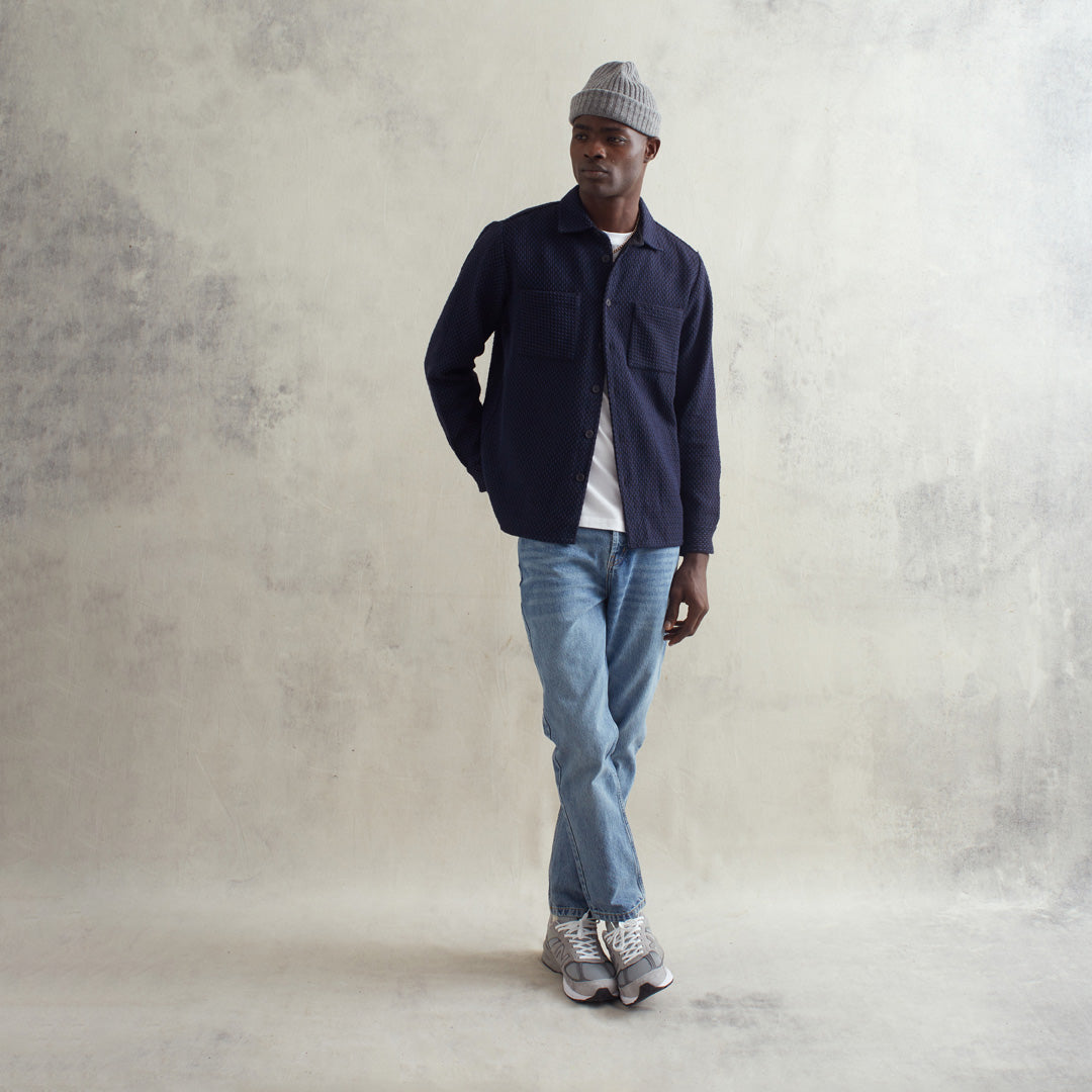 WHオーバーシャツ｜ステップニー（BLACK/NAVY）