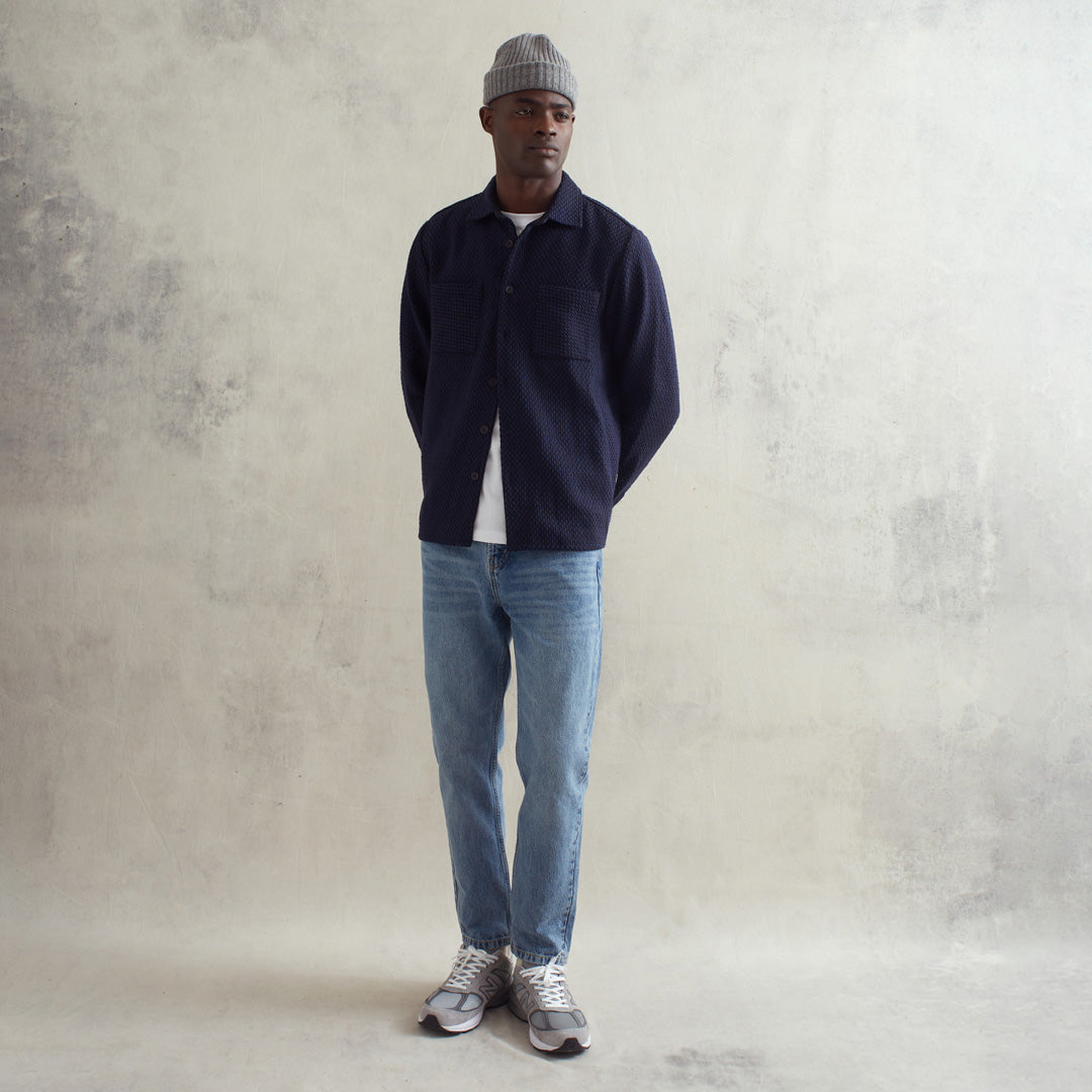 WHオーバーシャツ｜ステップニー（BLACK/NAVY）