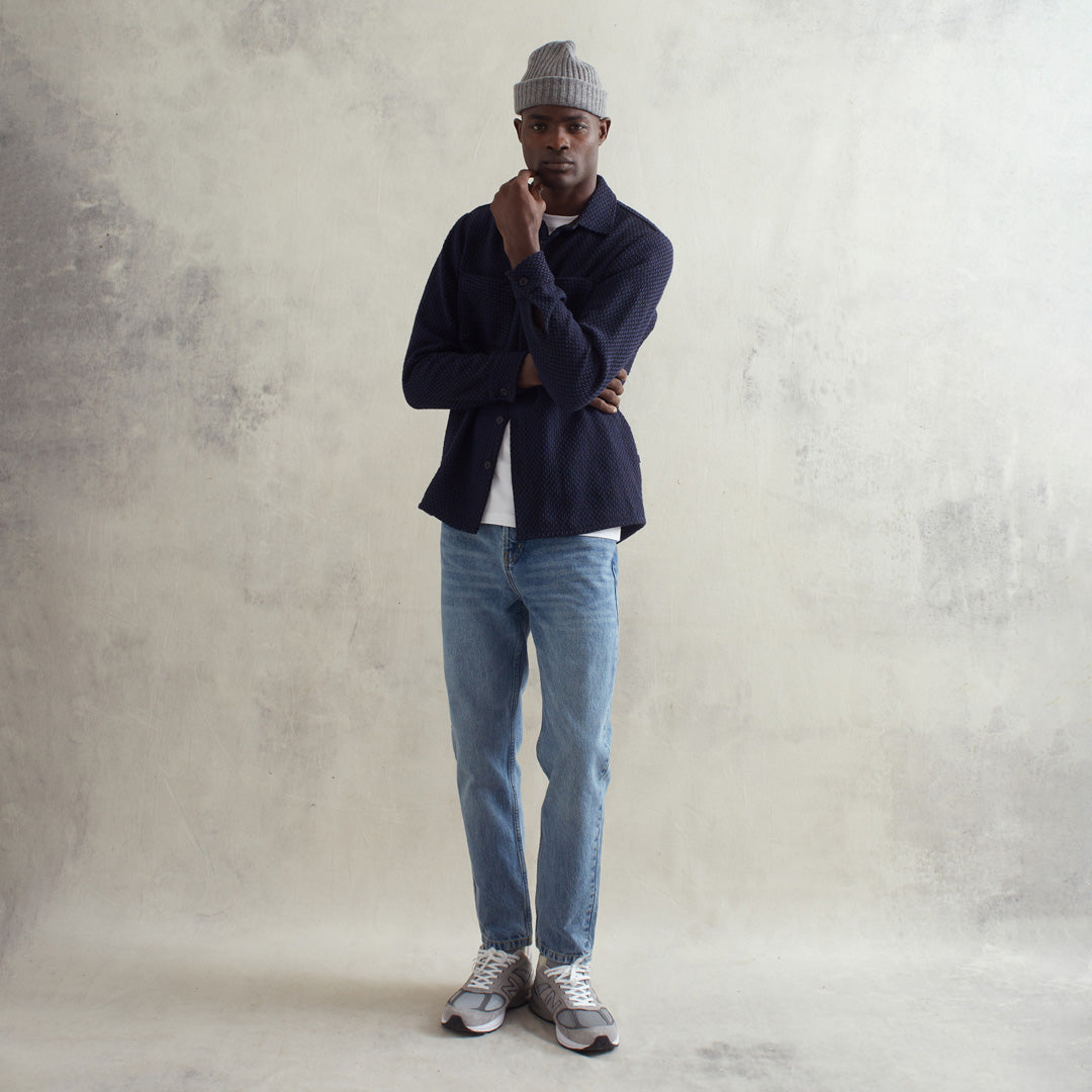 WHオーバーシャツ｜ステップニー（BLACK/NAVY）