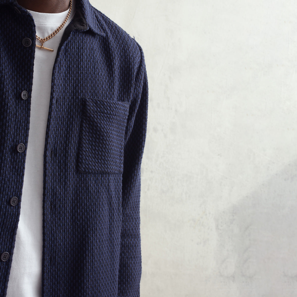 WHオーバーシャツ｜ステップニー（BLACK/NAVY）