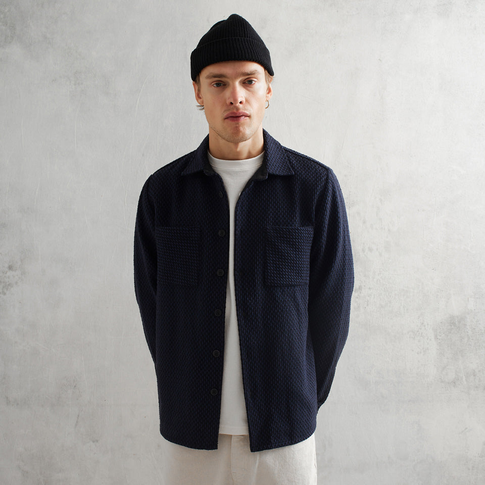 WHオーバーシャツ｜ステップニー（BLACK/NAVY）