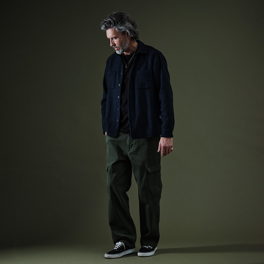 WHオーバーシャツ｜ステップニー（BLACK/NAVY）