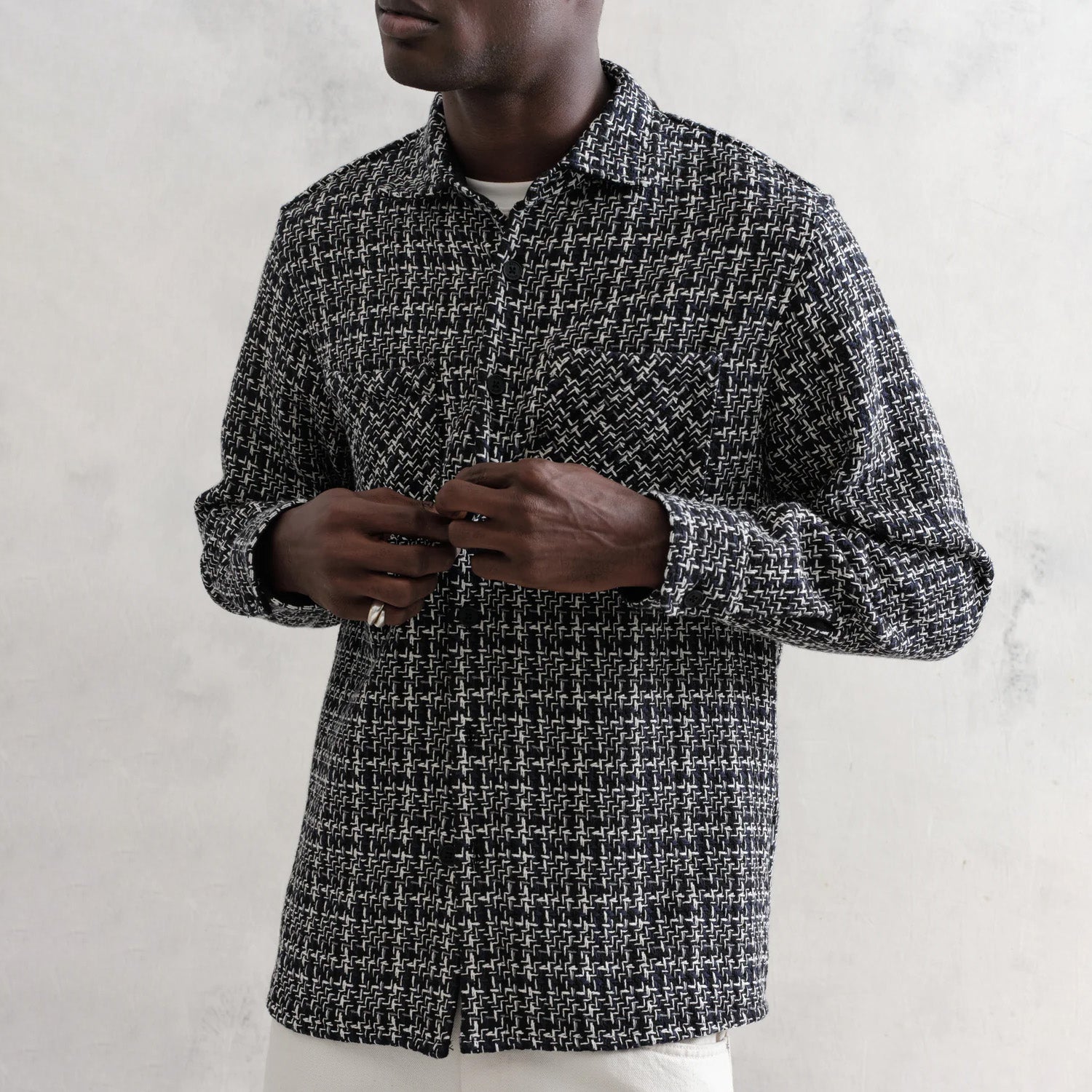 男女兼用 WHオーバーシャツ｜イーデンチェック（NAVY/ECRU）