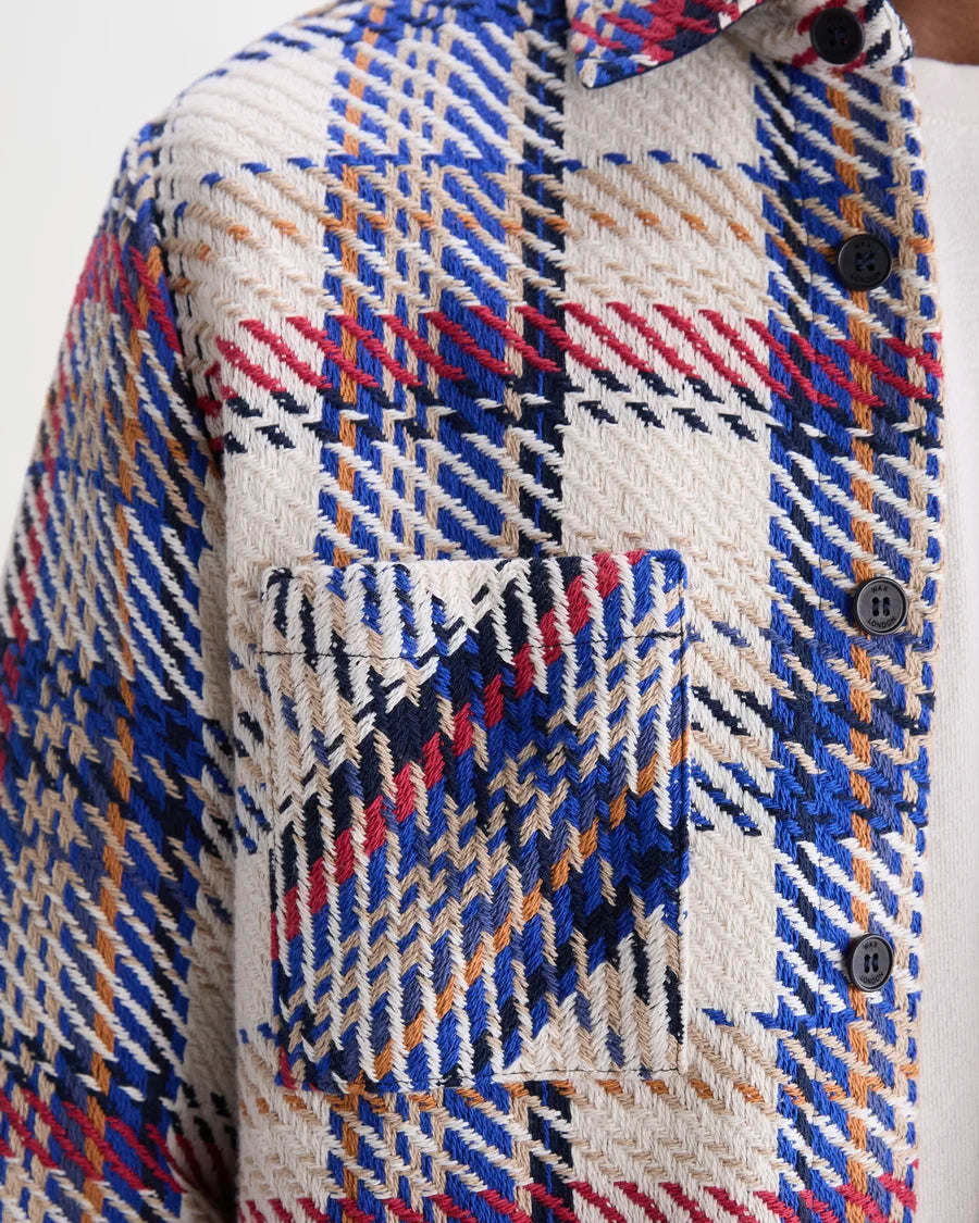 オーバーシャツ JAZZ WEAVE (ECRU/RED)