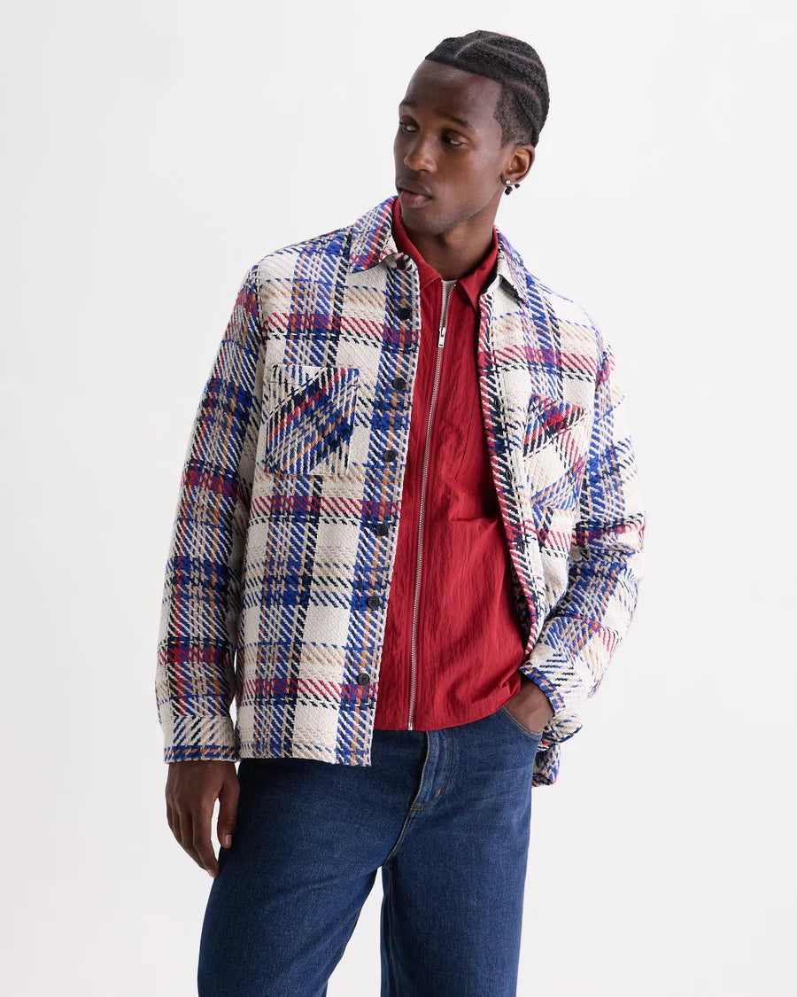 オーバーシャツ JAZZ WEAVE (ECRU/RED)