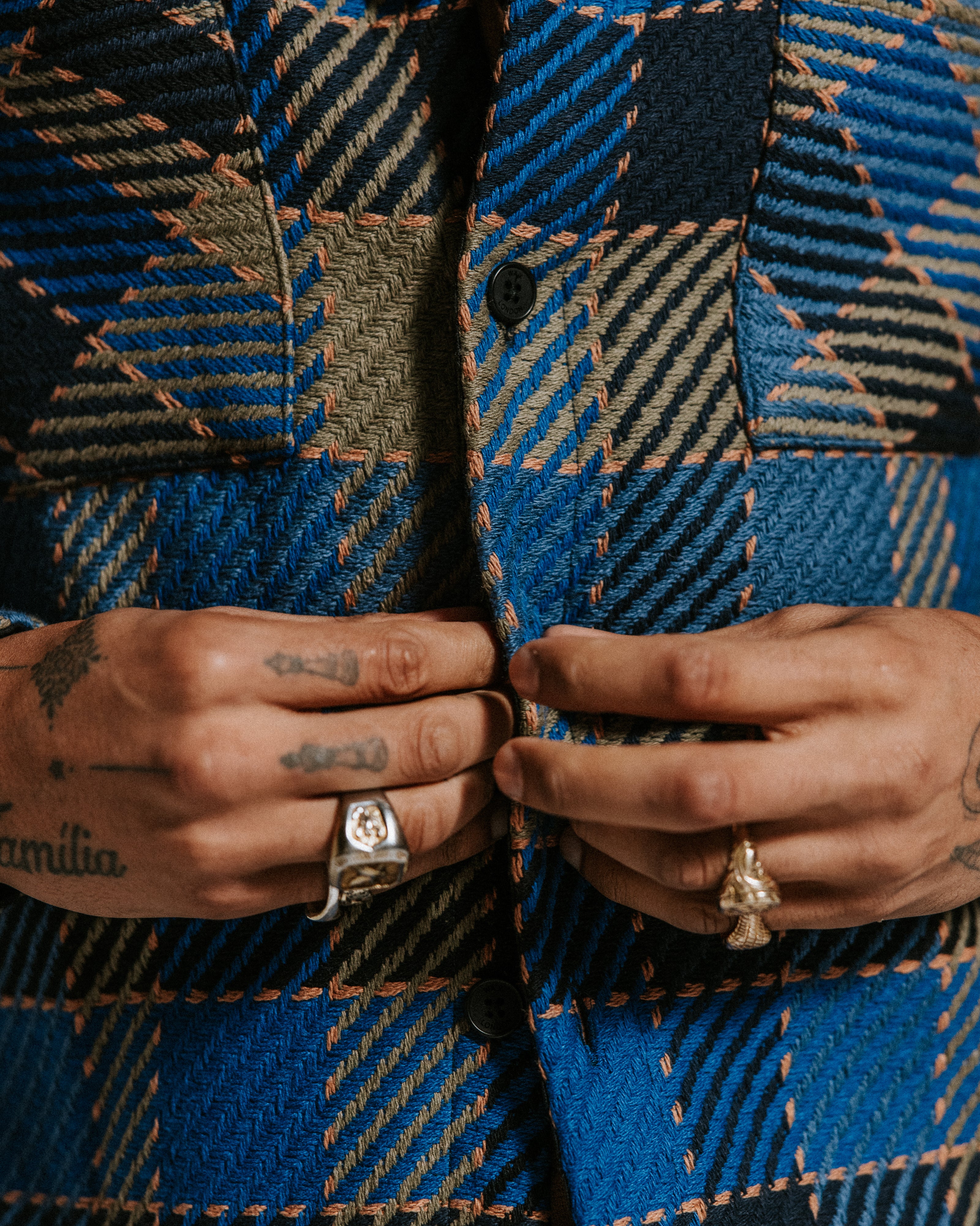 オーバーシャツ PIKE CHECK (BULE/KHAKI)