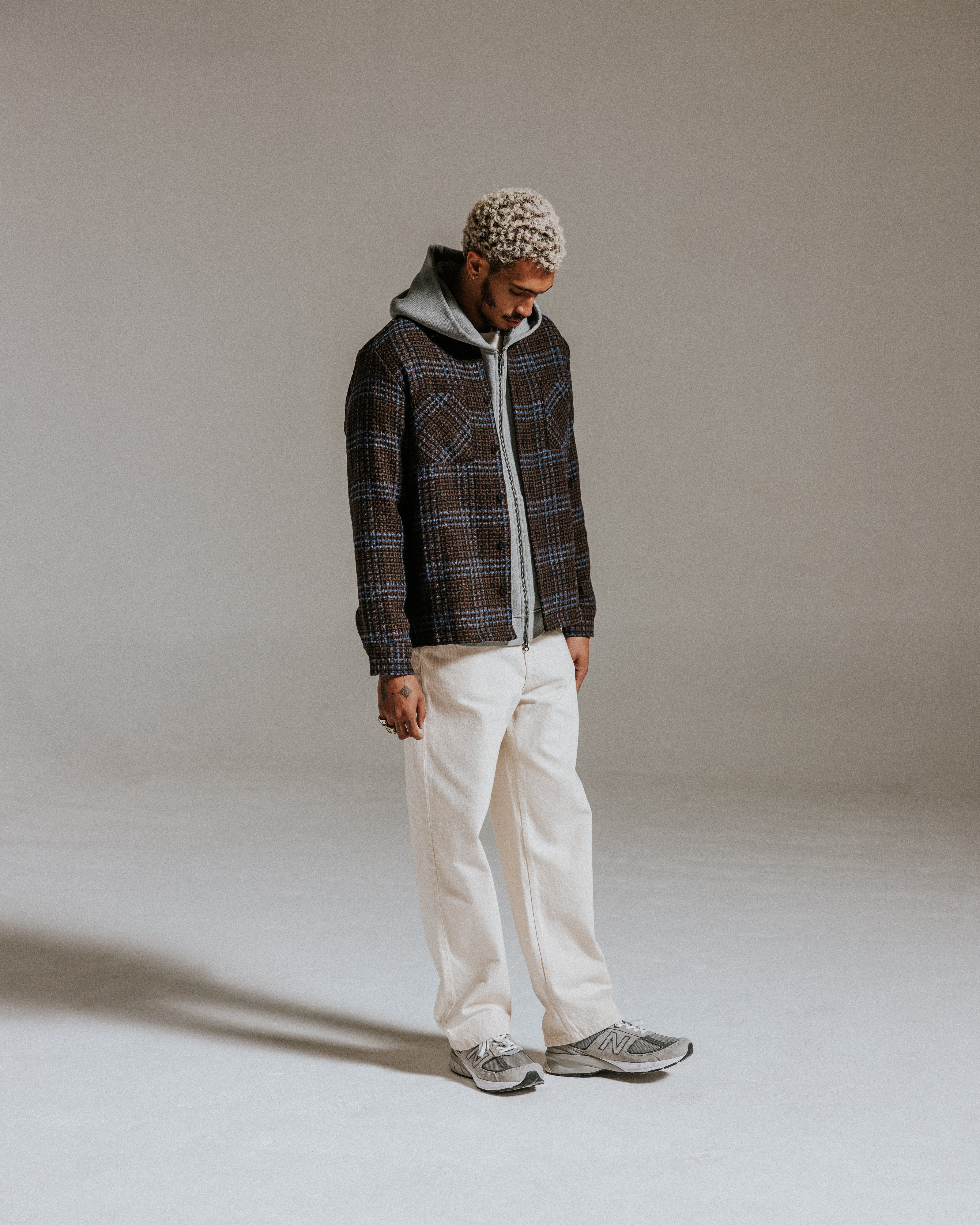 オーバーシャツ  SKATE CHECK (BROWN/BLUE)