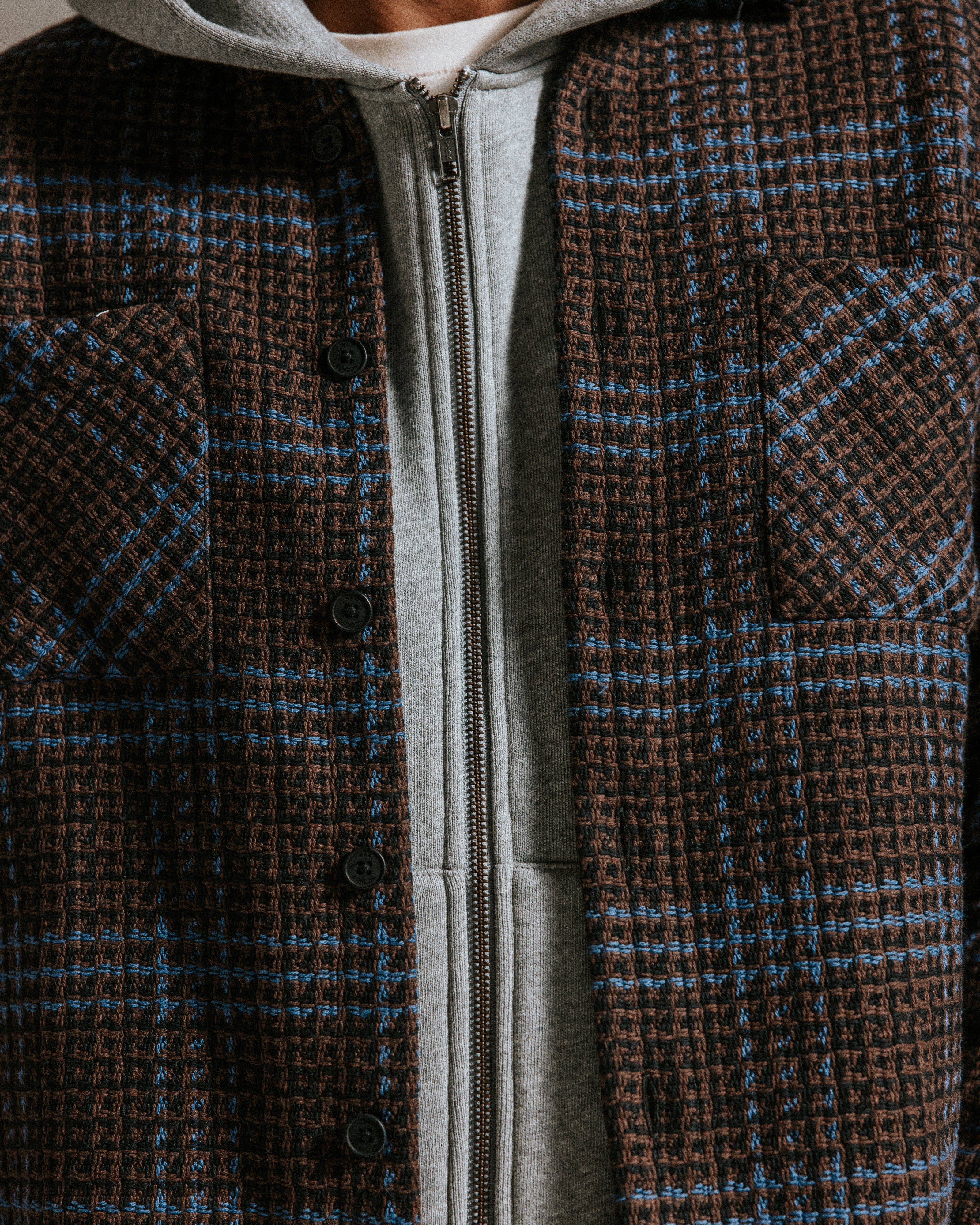 オーバーシャツ  SKATE CHECK (BROWN/BLUE)