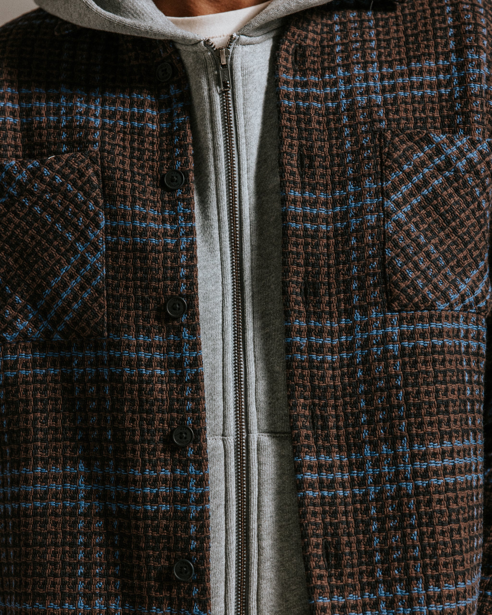 オーバーシャツ  SKATE CHECK (BROWN/BLUE)