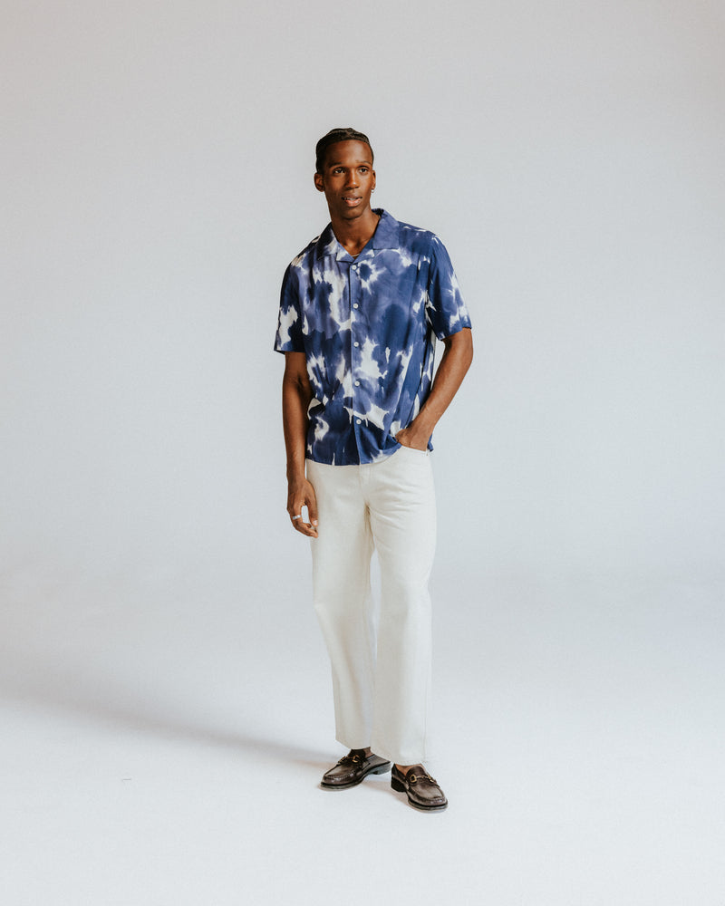 ディドコットシャツ PRESSED FLORAL (DARK BLUE/OFF WHITE)