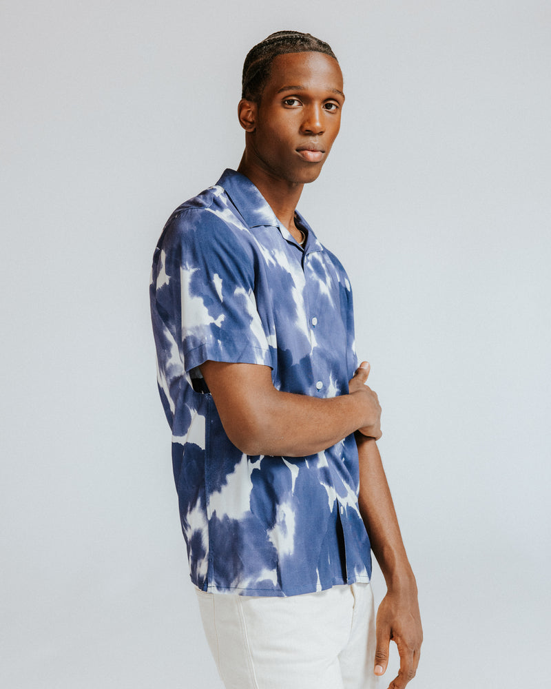 ディドコットシャツ PRESSED FLORAL (DARK BLUE/OFF WHITE)