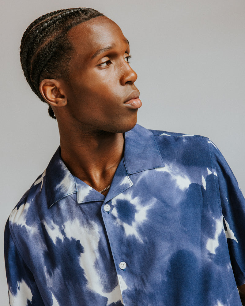 ディドコットシャツ PRESSED FLORAL (DARK BLUE/OFF WHITE)