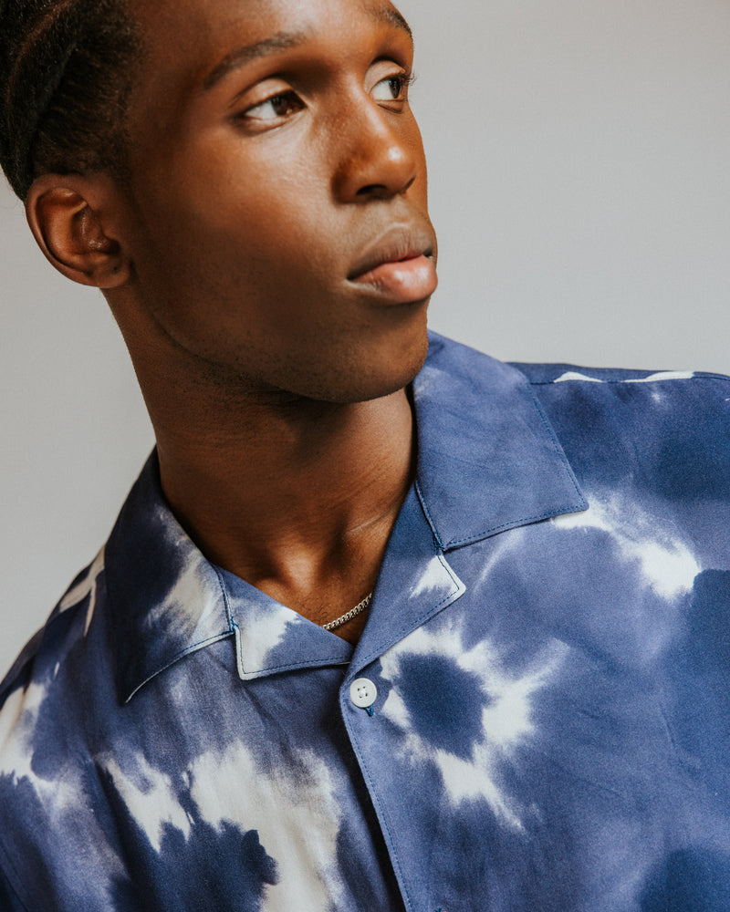 ディドコットシャツ PRESSED FLORAL (DARK BLUE/OFF WHITE)