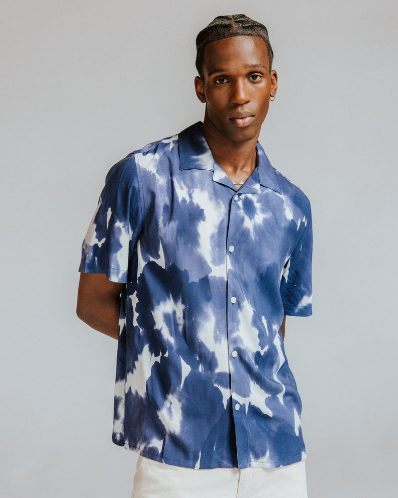 ディドコットシャツ PRESSED FLORAL (DARK BLUE/OFF WHITE)
