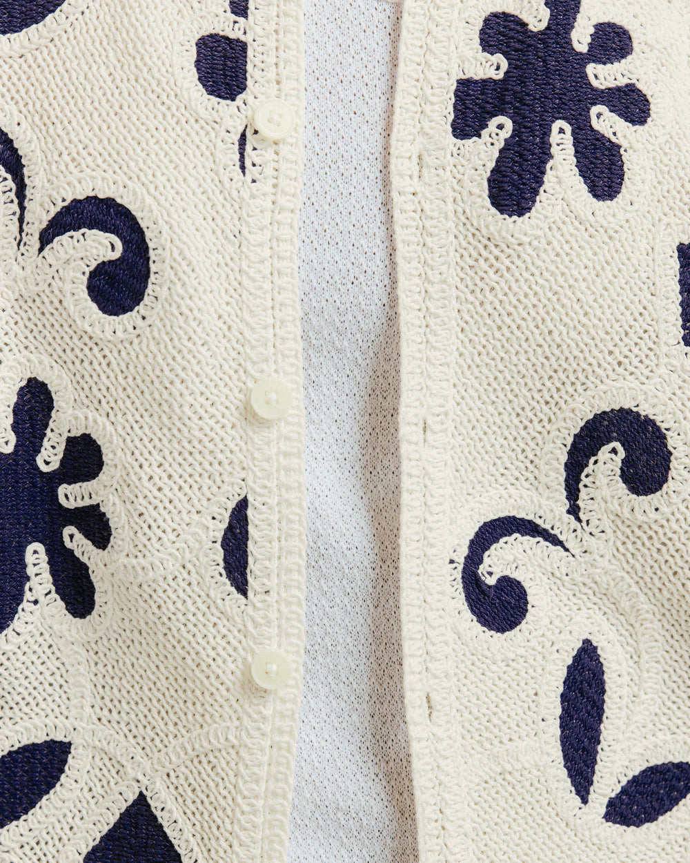 ポルトシャツ DOODLE CROCHET (ECRU/DARK BLUE)