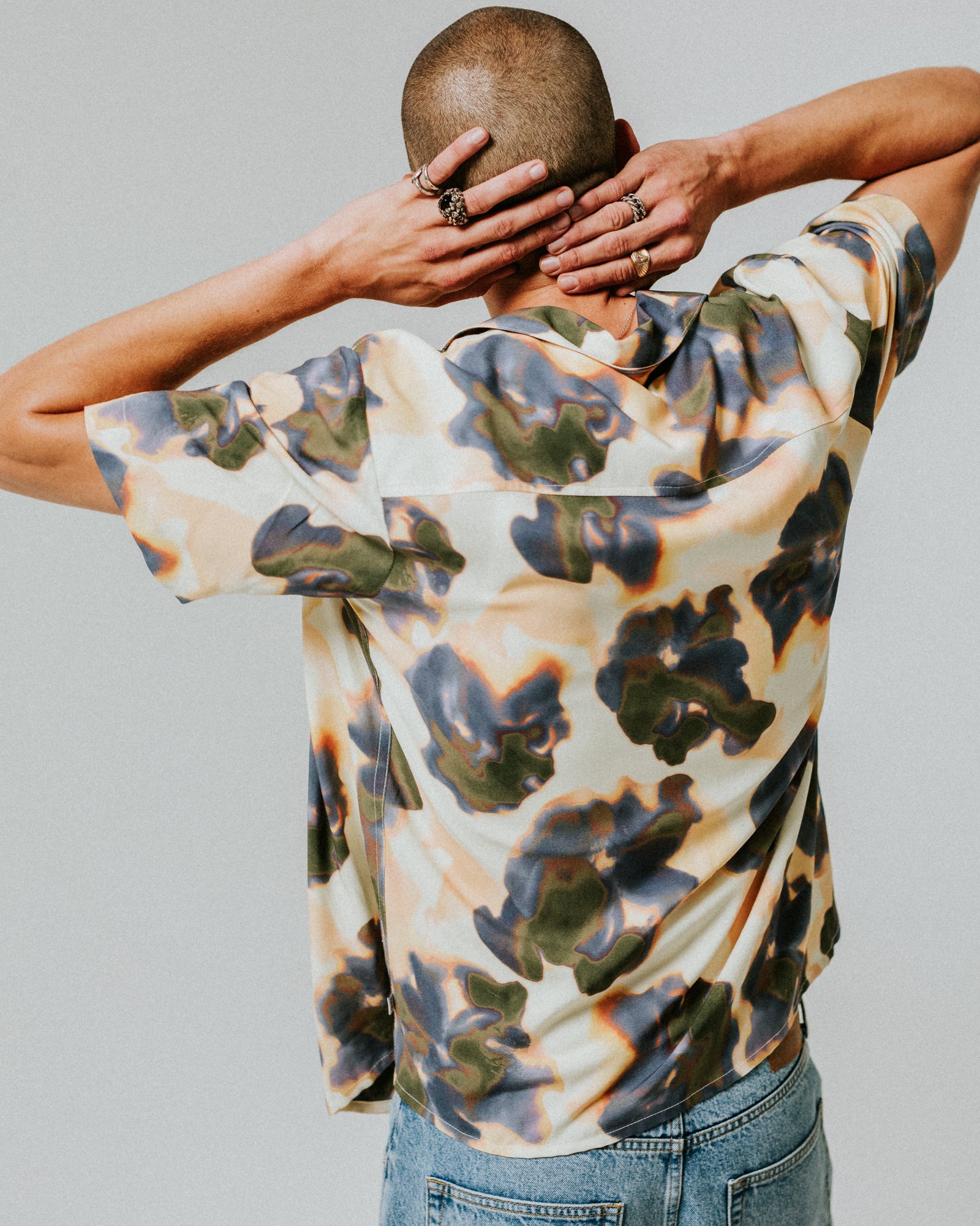 ディドコットシャツ BLUR FLORAL (PEACH/BLUE)│wax london