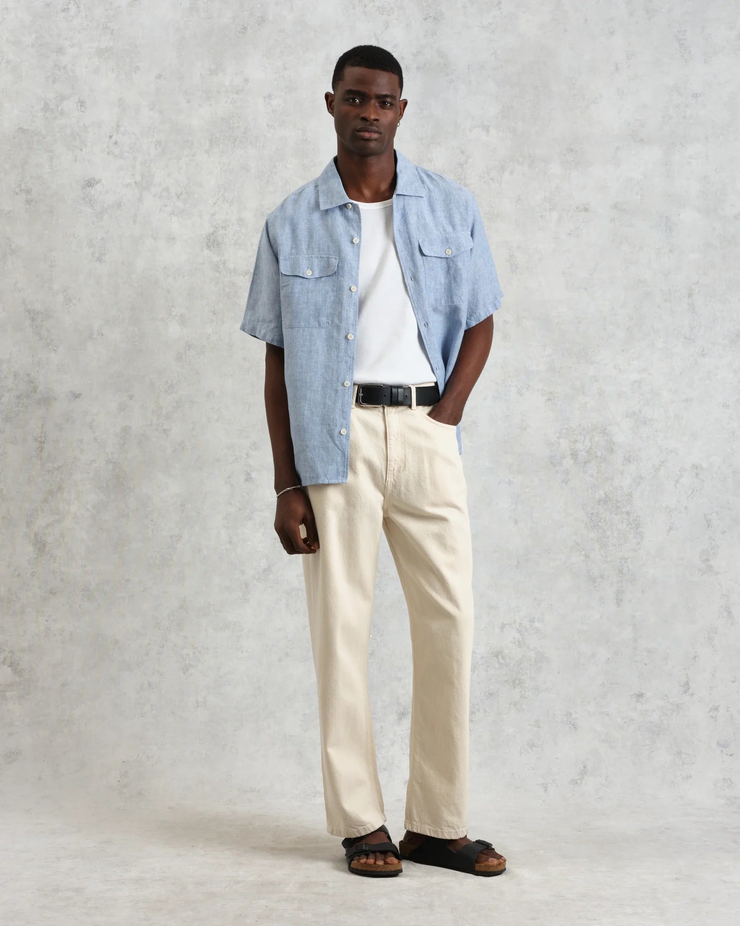 バートレットシャツ TWO TONE LINEN (BLUE)