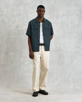 バートレットシャツ TWO TONE LINEN (DARK-GREEN)