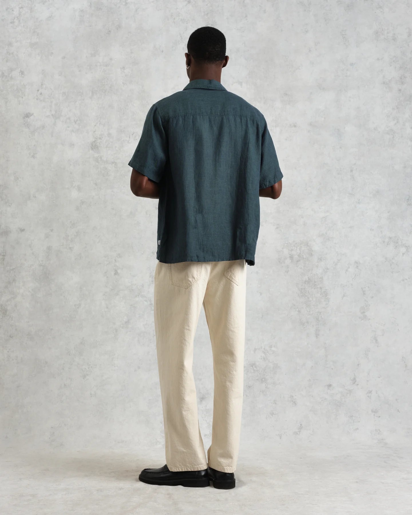 バートレットシャツ TWO TONE LINEN (DARK-GREEN)