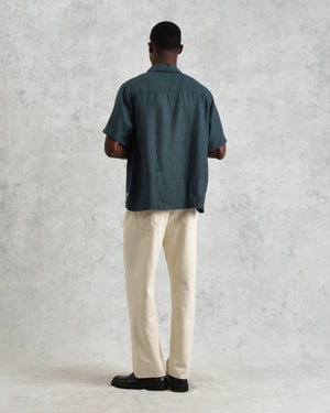 バートレットシャツ TWO TONE LINEN (DARK-GREEN)