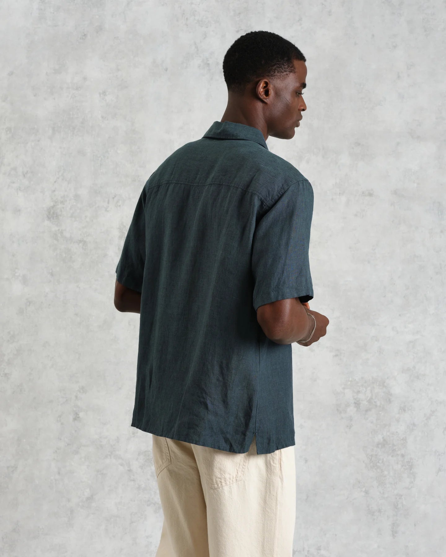 バートレットシャツ TWO TONE LINEN (DARK-GREEN)