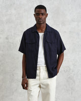 【予約】バートレットシャツ TWO TONE LINEN (NAVY)