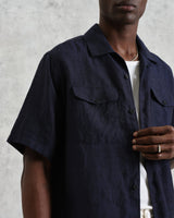 【予約】バートレットシャツ TWO TONE LINEN (NAVY)