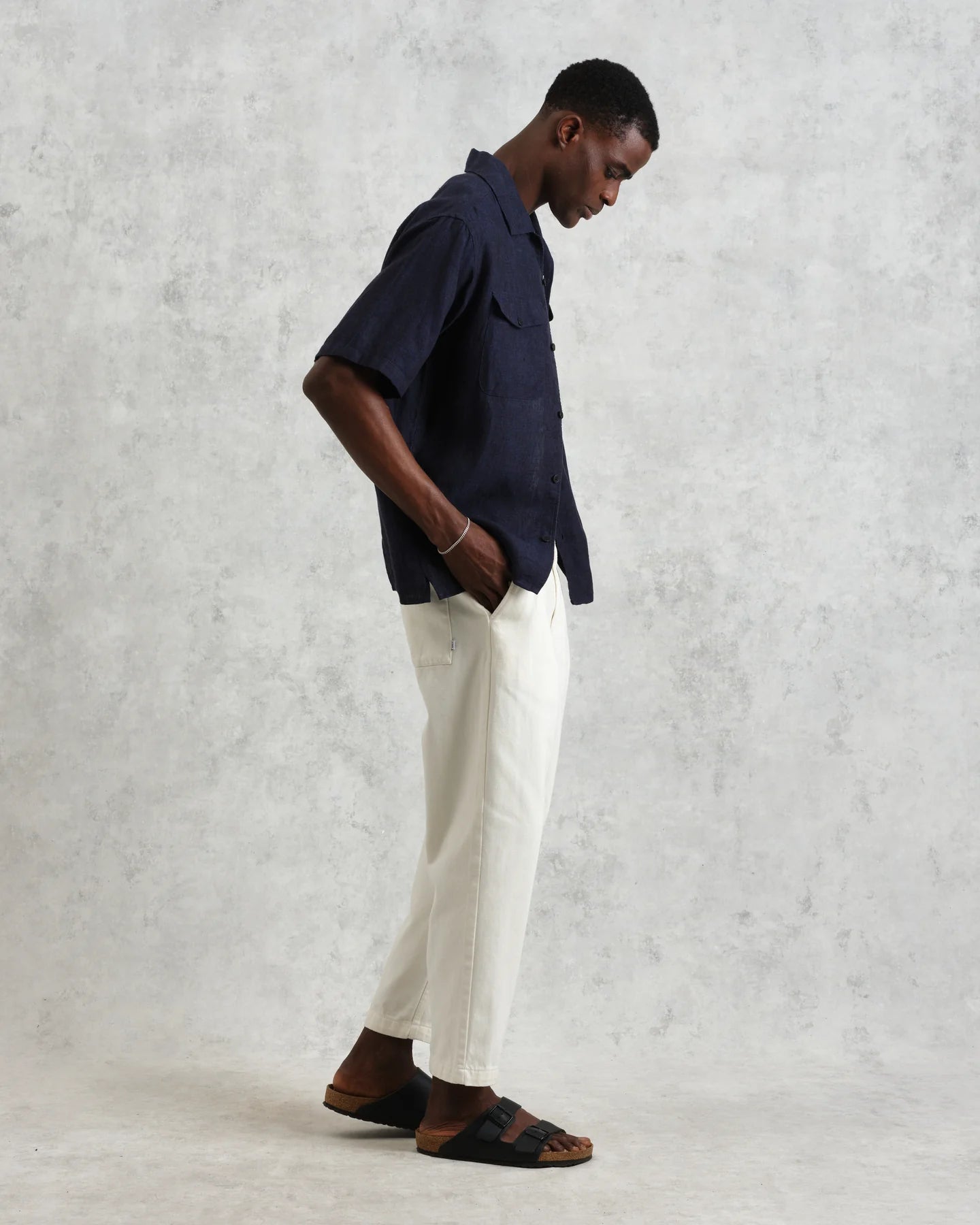 バートレットシャツ TWO TONE LINEN (NAVY)